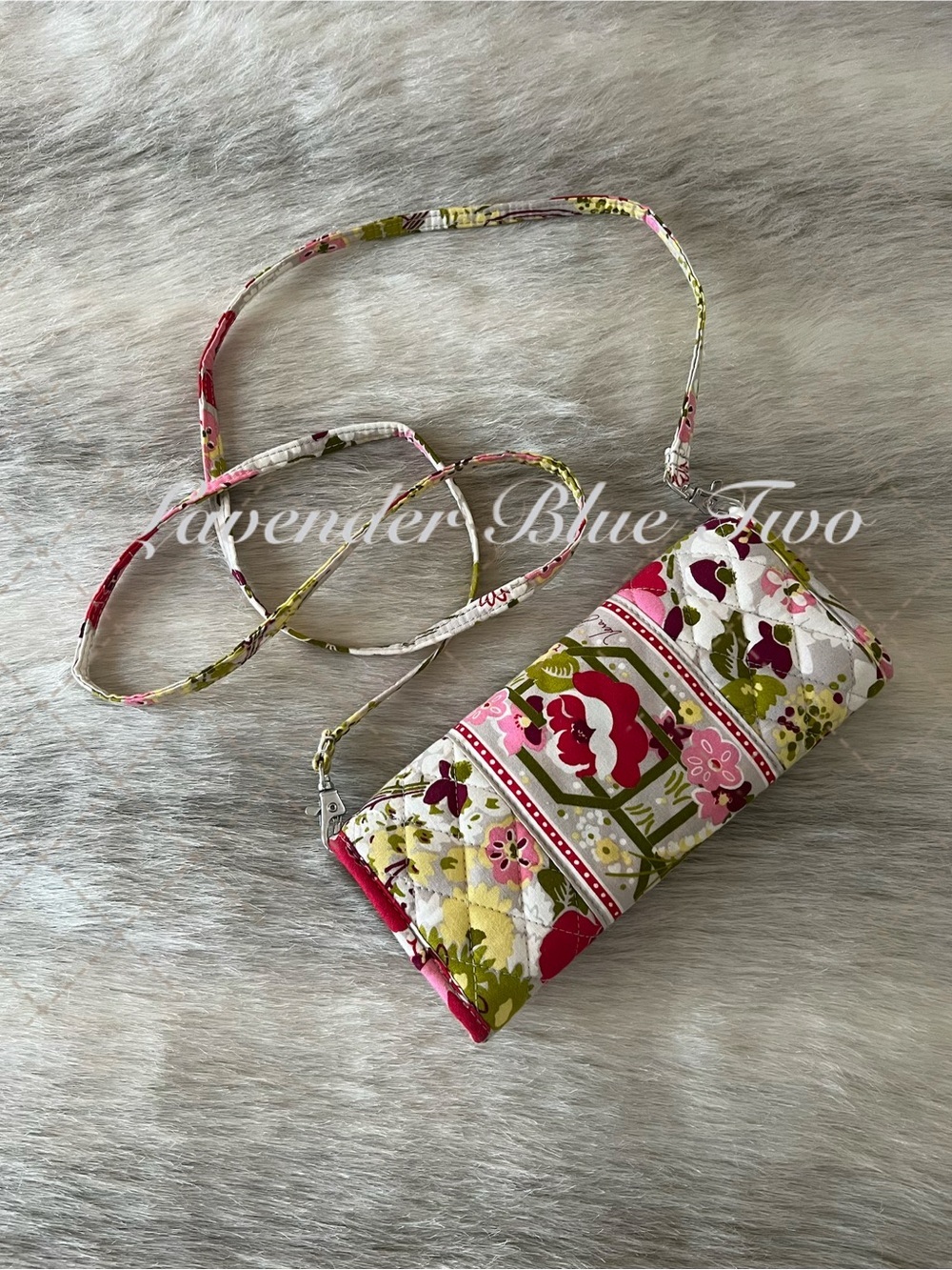 VERA BRADLEY Make Me Blush 2010 Trifold Wallet Crossbody On A String Pink Floral - Picture 3 of 15